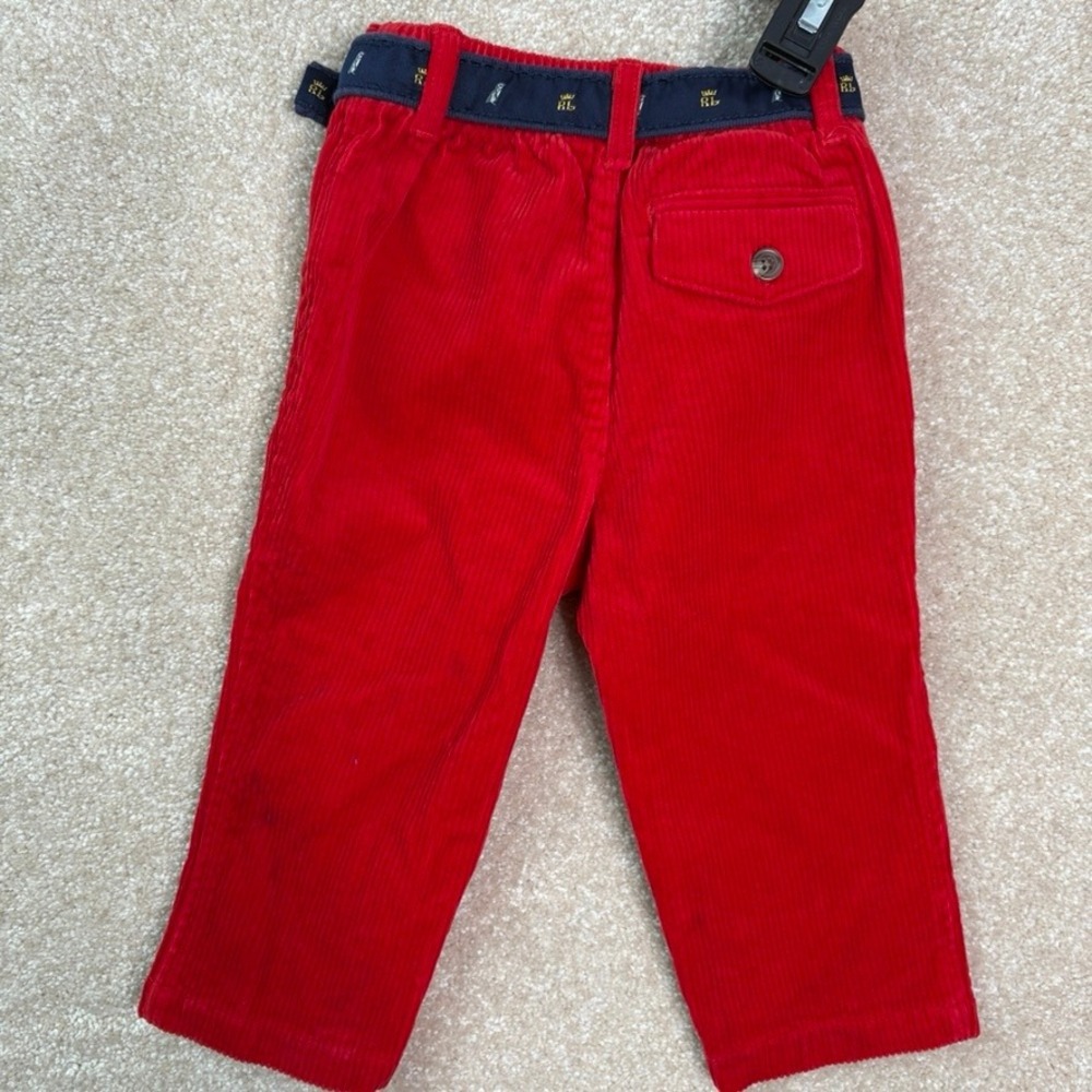 RALPH LAUREN Corduroy Pants Baby Boy 12M Red Belted 12 Months Preppy - Picture 4 of 8